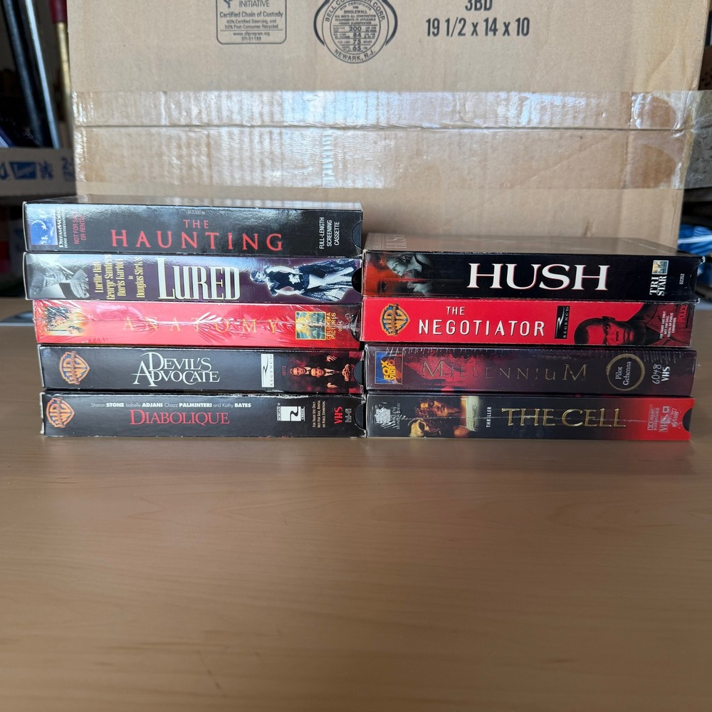 9 VHS Movie Lot Horror Thriller Screener The Cell Devils Advocate Negotiator